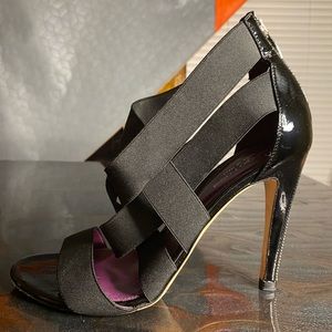 Sergio Rossi Stretch and patent spiked heel sandal